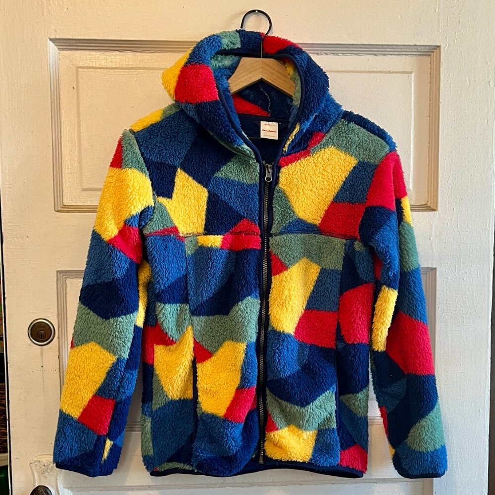 Hanna Andersson Multi Color Fur Fleece Zip Up Jacket 150 Sz 12